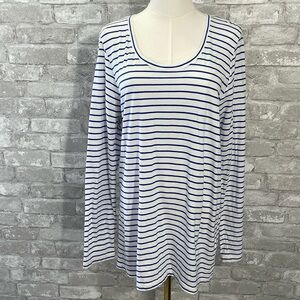 Pendleton Blue Stripe Pima Cotton Long Sleeve Top